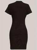 Plus Size Fashion Print Short Sleeve Mini Dress HMYI-69340