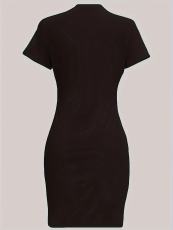 Plus Size Fashion Print Short Sleeve Mini Dress HMYI-69340