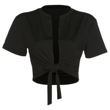 Sexy Solid Color Tie Cardigan Top HMYI-91893