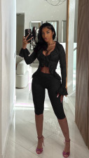 Hollow Out Lace Two Piece Pants Set GDYF-6804