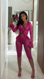 Hollow Out Lace Two Piece Pants Set GDYF-6804