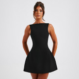 Sleeveless Solid Color Mini Dress GPBY-17167