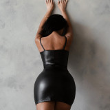 PU Leather Sling Mini Dress GPBY-17185