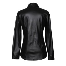 PU Leather Long Sleeve Shirt Jacket Coat GPBY-811
