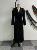 Plus Size Lapel Solid Color Long Blazer Dress NY-10988