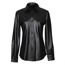 PU Leather Long Sleeve Shirt Jacket Coat GPBY-811