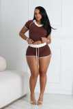 Casual Sport Color Block Two Piece Shorts Set NYF-8189
