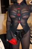 Long Sleeve Mesh Shirt Two Piece Pants Set YNSF-2678