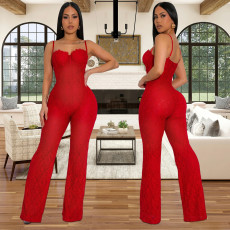 Lace Hollow Out Sling Jumpsuit BY-7248