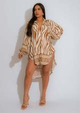 Long Sleeve Loose Irregular Beach Shirt XHXF-973