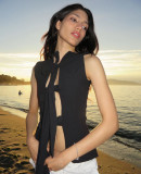 Sleeveless Tie Up Solid Tops GLYK-LX046