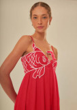 Embroidered Tube Tops Pressed Pleat Sling Maxi Dress GLYK-LX069