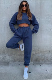 Plus Size Solid Color Padded Long Sleeve Casual Pants Set SSNF-211022