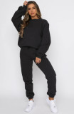 Plus Size Solid Color Padded Long Sleeve Casual Pants Set SSNF-211022