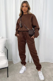 Plus Size Solid Color Padded Long Sleeve Casual Pants Set SSNF-211022