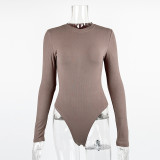 Solid Color O Neck Long Sleeve Bodysuit GZJF-ZJ2226