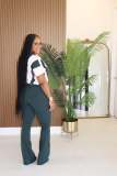 Contrast Color Patchwork Sport Two Piece Pants Set CM-8736