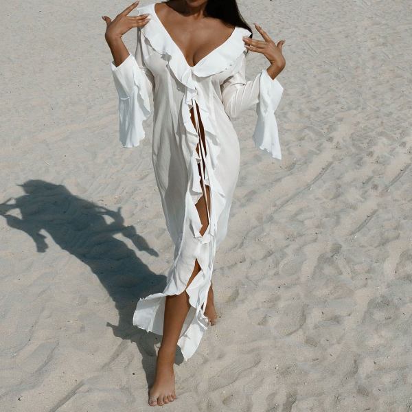 Long Sleeve Lace Beach Bikini Sunscreen Cover Up OD-8730