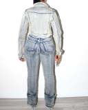 Fashion Washed Zipper Jeans YMEF-53025