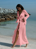 Long Sleeve Lace Beach Bikini Sunscreen Cover Up OD-8730