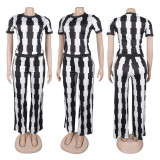 Plus Size Wide Leg Print Two Piece Pants Set NY-11007