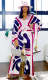 V Neck Long Sleeve Flare Sleeve Pants Suit XHXF-8718