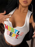 Letter Print U Neck Tank Tops GYZY-8998
