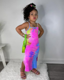 Kids Girl Tie Dye Print Knits Sling Dress GYAY-8114