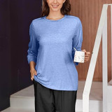 Solid Color Long Sleeve Loose Tops GYZY-6668