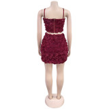 Sexy Solid Color Sling Top And Skirt 2 Piece Set BY-7240