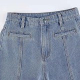 Fashion Patchwork Loose Micro Flare Jeans GZCF-6002