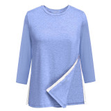 Solid Color Long Sleeve Loose Tops GYZY-6668