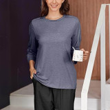 Solid Color Long Sleeve Loose Tops GYZY-6668