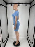 Solid Color Short Sleeve Two Piece Shorts Set QXLB-10090