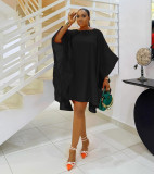 Plus Size Chiffon Solid Loose Cape Dress NY-3536