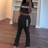 Print Short Sleeve T Shirt Pants 2 Piece Set GCNF-8787