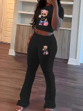 Print Short Sleeve T Shirt Pants 2 Piece Set GCNF-8787