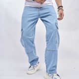 Men's Casual Solid Color Loose Jeans GWBM-4021