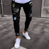 Men's Holes Zipper Slim Jeans GBBF-1890