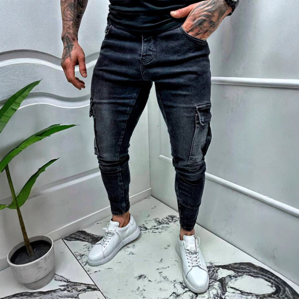 Men's Holes Slim Pockets Jeans GBBF-4818