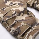 Men's Fashion Camouflage Print Denim Shorts GBBF-2434