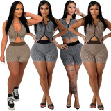 Knits Sleeveless Tops Shorts 2 Piece Set MDF-5514