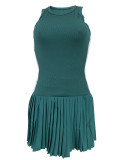Casual Sleeveless Pleated Mini Dress LS-0415