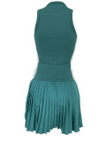 Casual Sleeveless Pleated Mini Dress LS-0415
