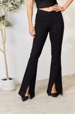 Solid Color Split Flare Pants QOUY-6059