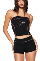 Sports Wrap Tops Shorts 2 Piece Set GFCF-1360