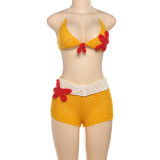 Suspender Knit Color Block Shorts Two-piece Set DLSF-W24S67503