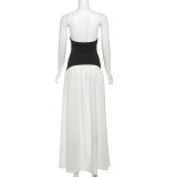 Sexy V Neck Halterneck Color Block Maxi Dress DLSF-K25D66724