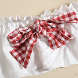 Sexy Plaid Wrap Chest Pleated Skirt 2 Piece Set GNZD-51599SBD