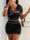 Letter Print Short Sleeve Zipper Shorts Suit GMJL-XX539